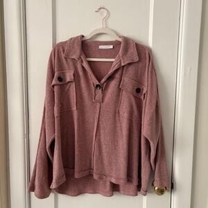Dusty rose button pullover excellent